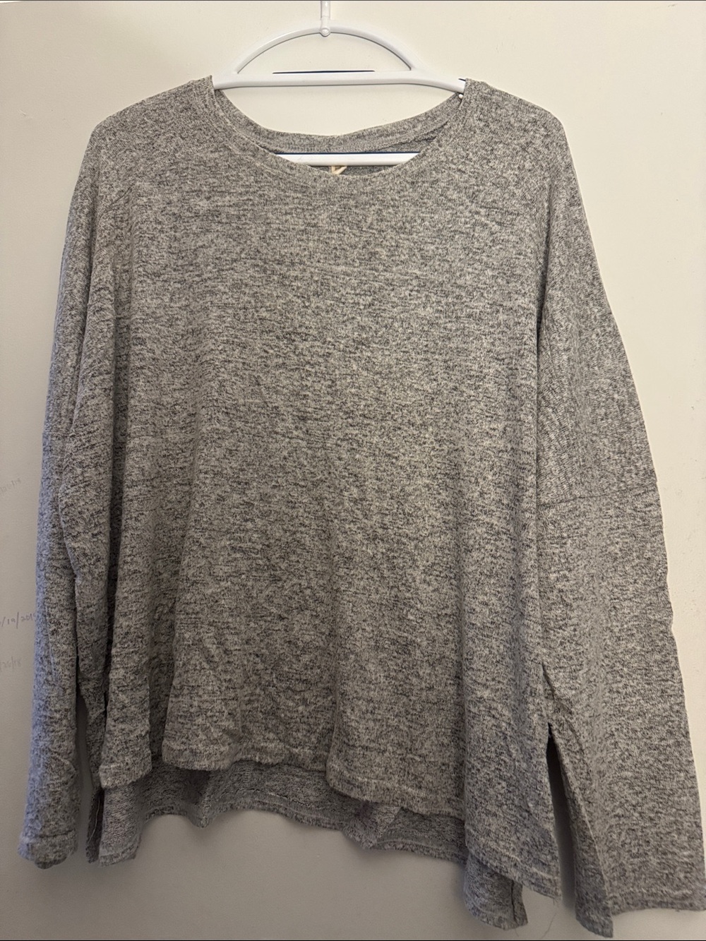 Rewash Heather Gray Relaxed Long Sleeve Pullover